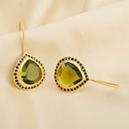 Green Tourmaline with Black Onyx Dangle Earrings - La Vitá Jewels