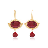 Ruby, Pearl Dangle Drop Earrings