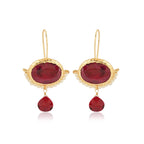 Crimson Ruby & Pearl Drop Earrings - La Vitá Jewels