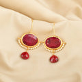 Crimson Ruby & Pearl Drop Earrings - La Vitá Jewels