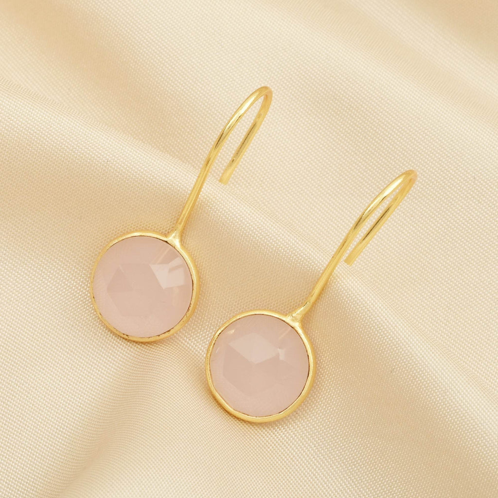 Rose Quartz, Chalcedony Dangle Earrings - La Vitá Jewels