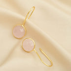 Rose Quartz, Chalcedony Dangle Earrings - La Vitá Jewels