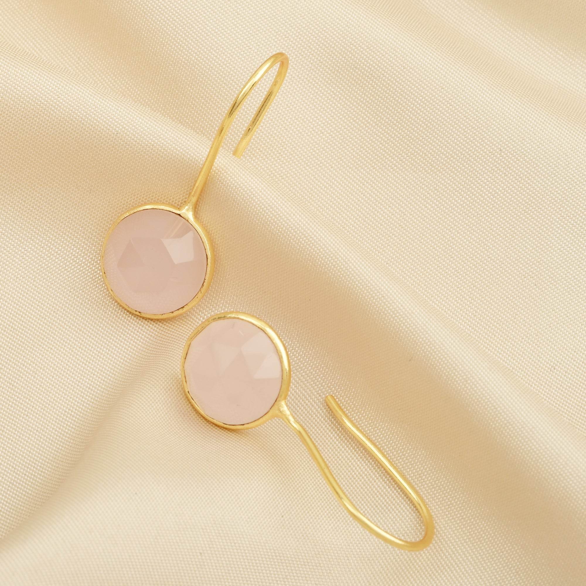 Rose Quartz, Chalcedony Dangle Earrings - La Vitá Jewels