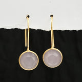 Rose Quartz, Chalcedony Dangle Earrings
