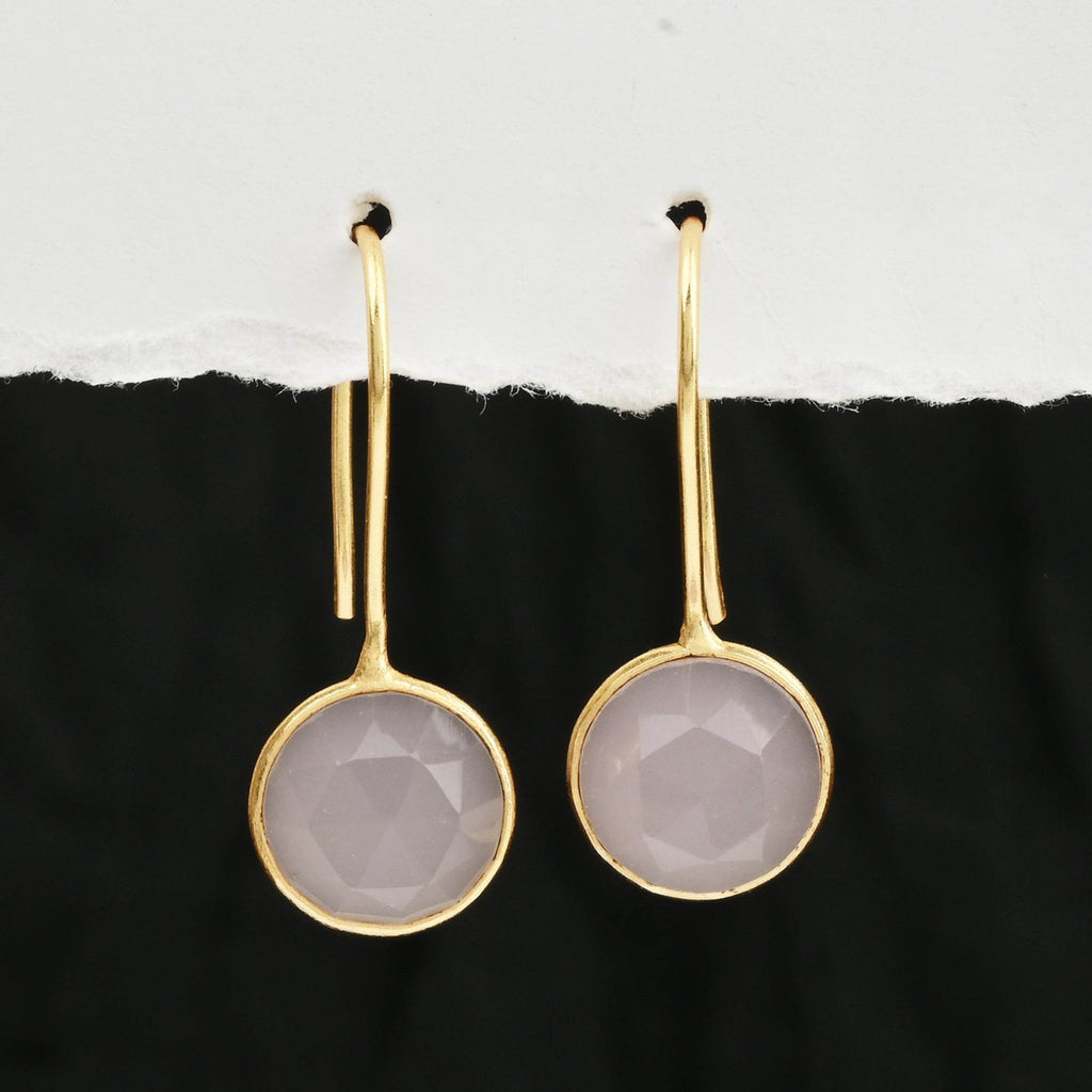 Rose Quartz, Chalcedony Dangle Earrings - La Vitá Jewels