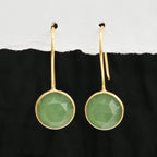Sterling Silver Green Chalcedony Dangle Earrings - La Vitá Jewels