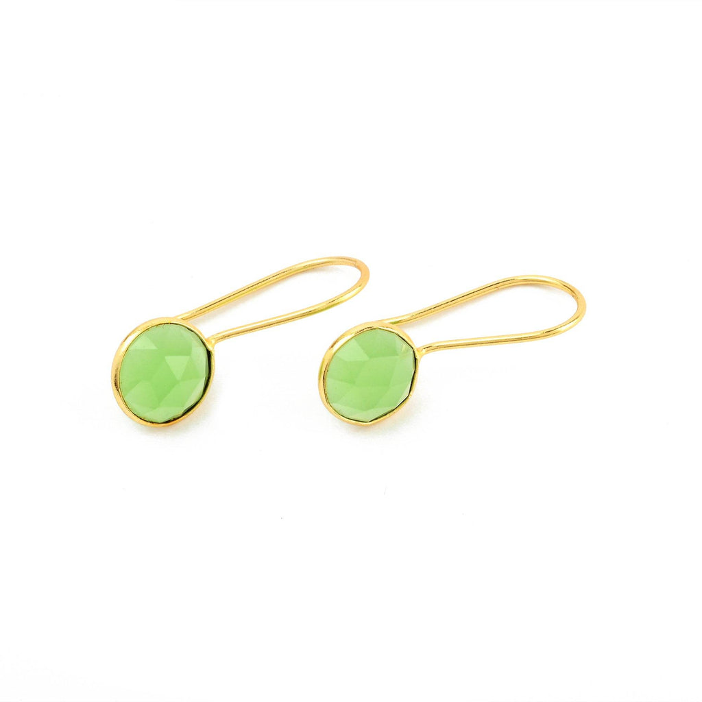 Sterling Silver Green Chalcedony Dangle Earrings - La Vitá Jewels