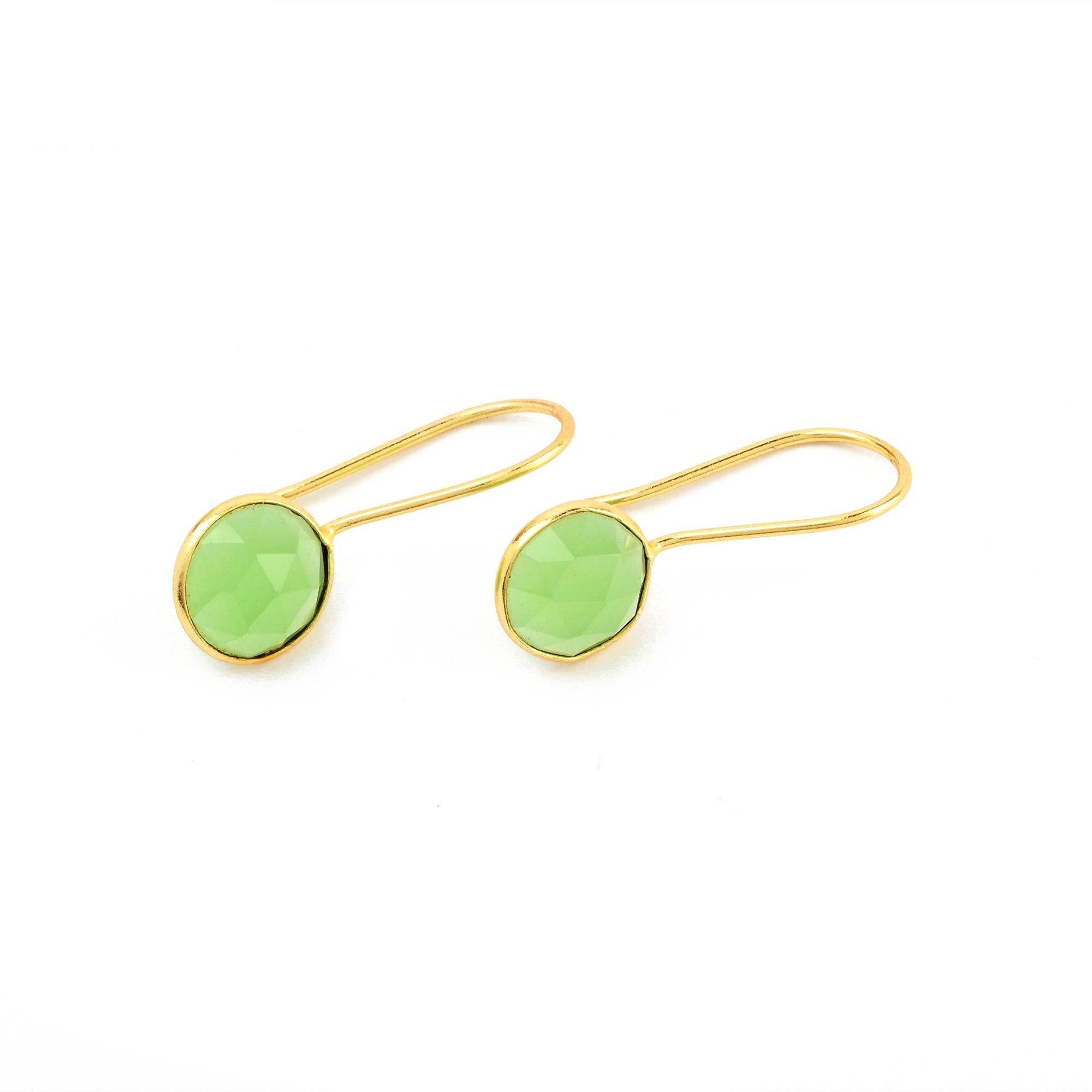 Sterling Silver Green Chalcedony Dangle Earrings - La Vitá Jewels