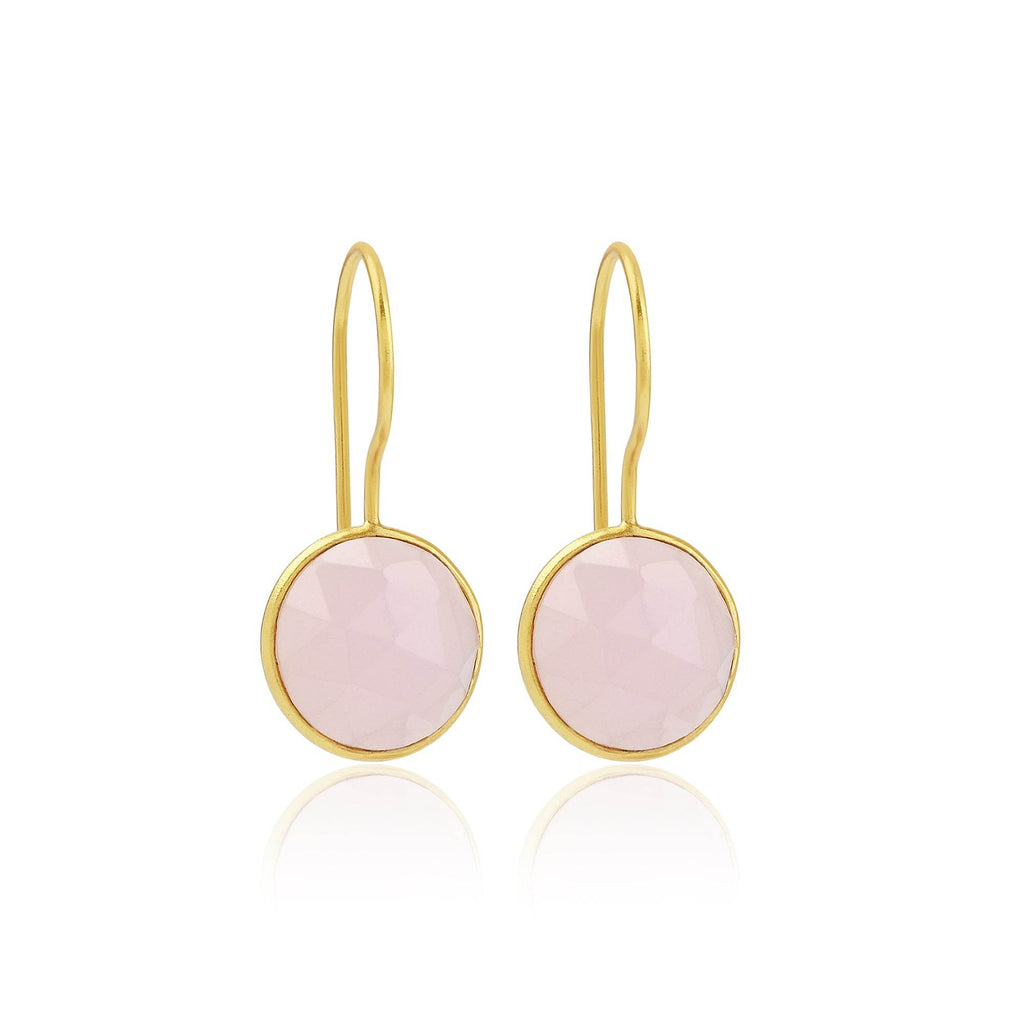 Rose Quartz, Chalcedony Dangle Earrings - La Vitá Jewels