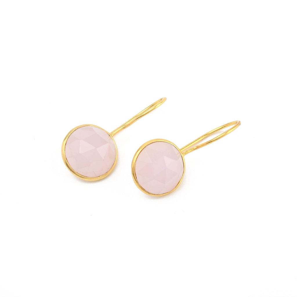 Rose Quartz, Chalcedony Dangle Earrings - La Vitá Jewels