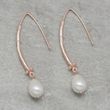 Rose Pearl  Dangle Earrings