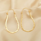 Textured Long Hoop Earrings - La Vitá Jewels