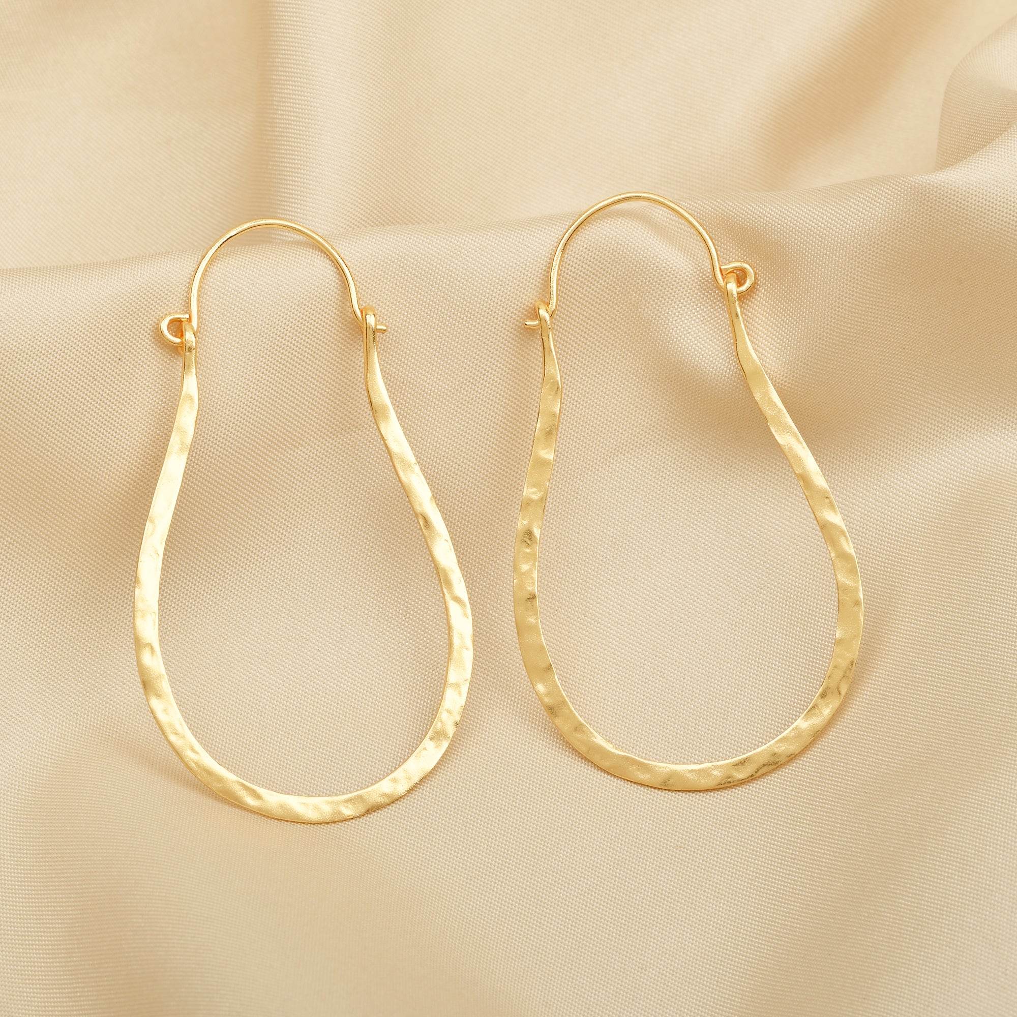Textured Long Hoop Earrings - La Vitá Jewels