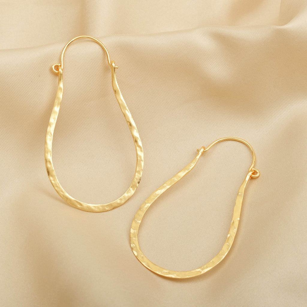 Textured Long Hoop Earrings - La Vitá Jewels
