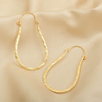 Textured Long Hoop Earrings - La Vitá Jewels