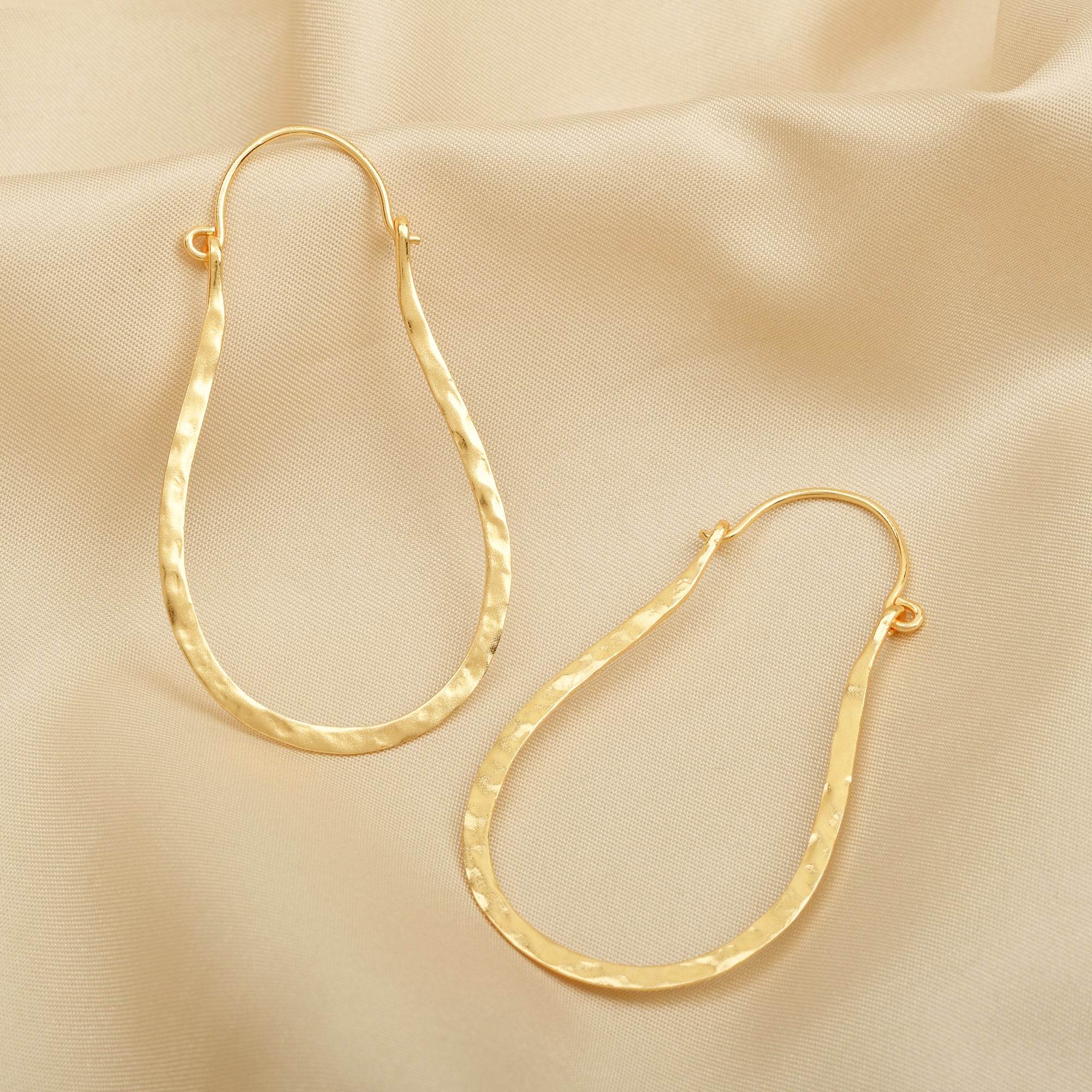 Textured Long Hoop Earrings - La Vitá Jewels