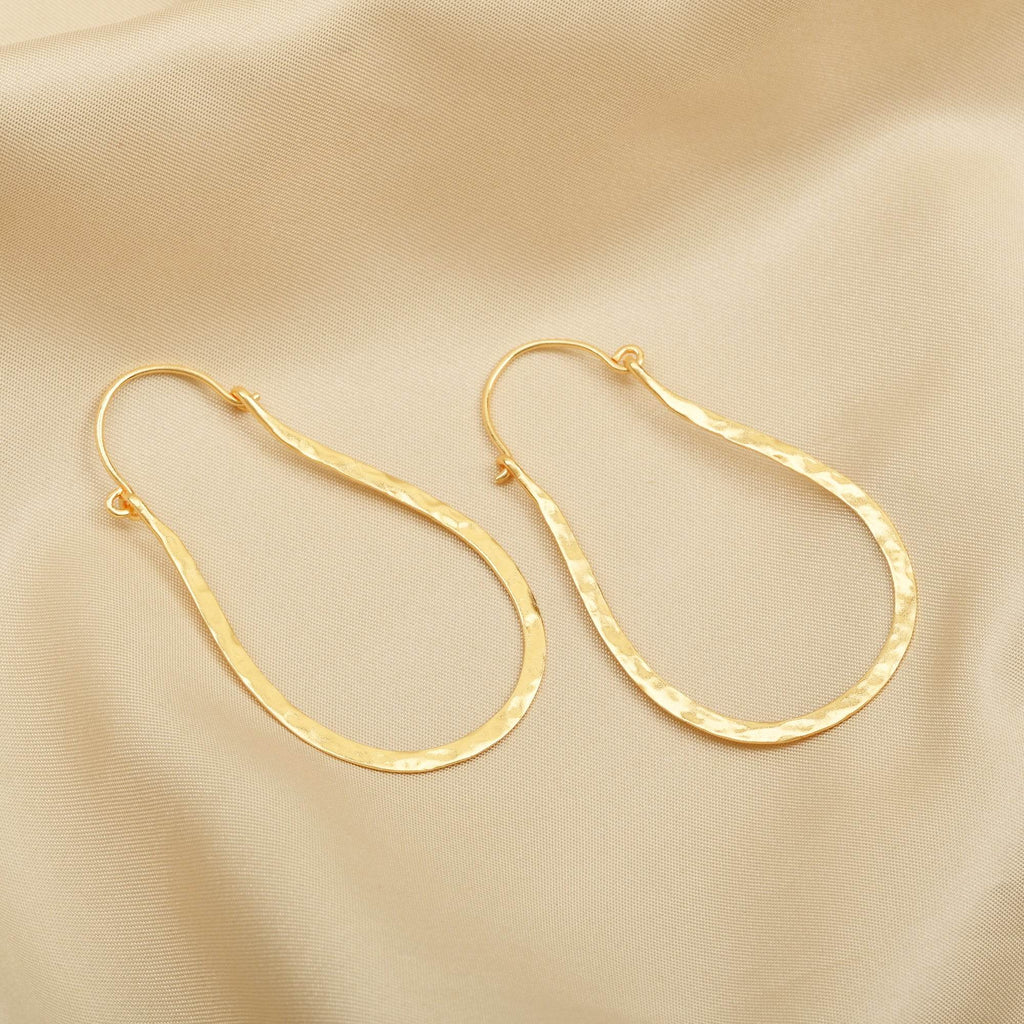 Textured Long Hoop Earrings - La Vitá Jewels
