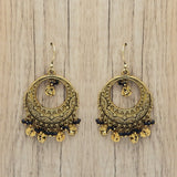 Gold Oxidized Plated Black Onyx Dangle Earrings