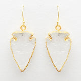 Leaf Shape Rock Crystal  Dangle Earrings