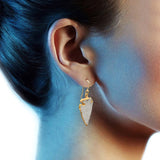 Leaf Shape Rock Crystal  Dangle Earrings