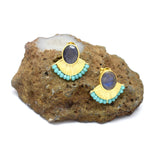 Labradorite Aqua Chalcedony  Stud Earrings