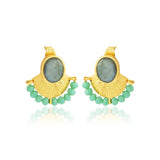 Labradorite with Aqua Chalcedony Stud Earrings