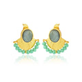 Labradorite with Aqua Chalcedony Stud Earrings - La Vitá Jewels