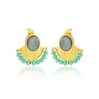 Labradorite with Aqua Chalcedony Stud Earrings - La Vitá Jewels