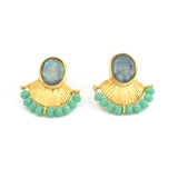 Labradorite with Aqua Chalcedony Stud Earrings