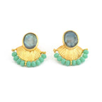 Labradorite with Aqua Chalcedony Stud Earrings - La Vitá Jewels