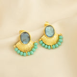 Labradorite with Aqua Chalcedony Stud Earrings