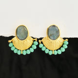 Labradorite with Aqua Chalcedony Stud Earrings