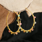 Gold Wire Wrapped Tourmaline Beads Hoop Earrings - La Vitá Jewels