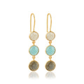 Multi Gemstone Dangle Drop Earrings