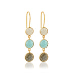 Multi Gemstone Dangle Drop Earrings