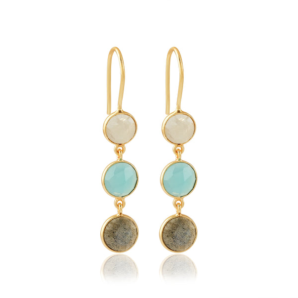 Multi Gemstone Dangle Drop Earrings
