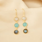 Multi Gemstone Dangle Drop Earrings