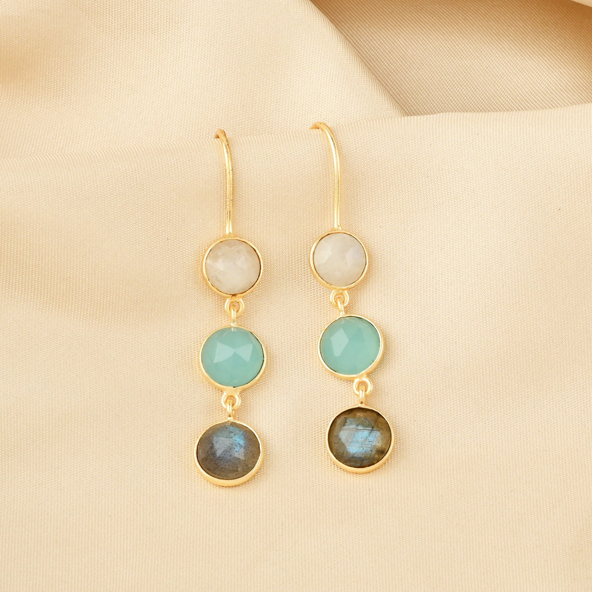 Multi Gemstone Dangle Drop Earrings
