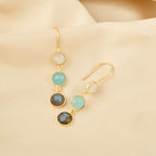 Multi Gemstone Dangle Drop Earrings