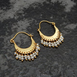 Pearl stone Hoop Earrings