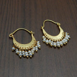 Pearl stone Hoop Earrings