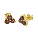 Garnet Triangle Stud Earrings