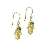 Hamsa Charm Turquoise Earrings