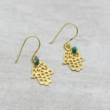 Hamsa Charm Turquoise Earrings