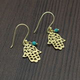 Hamsa Charm Turquoise Earrings