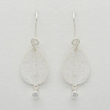 Silver Plated Leaf Shaped Dangle Earrings