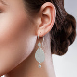 Silver Plated Leaf Shaped Dangle Earrings