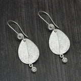 Silver Plated Leaf Shaped Dangle Earrings