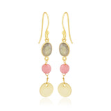 Labradorite and Pink Quartz Dangle Earrings