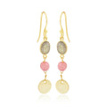 Labradorite and Pink Quartz Dangle Earrings - La Vitá Jewels